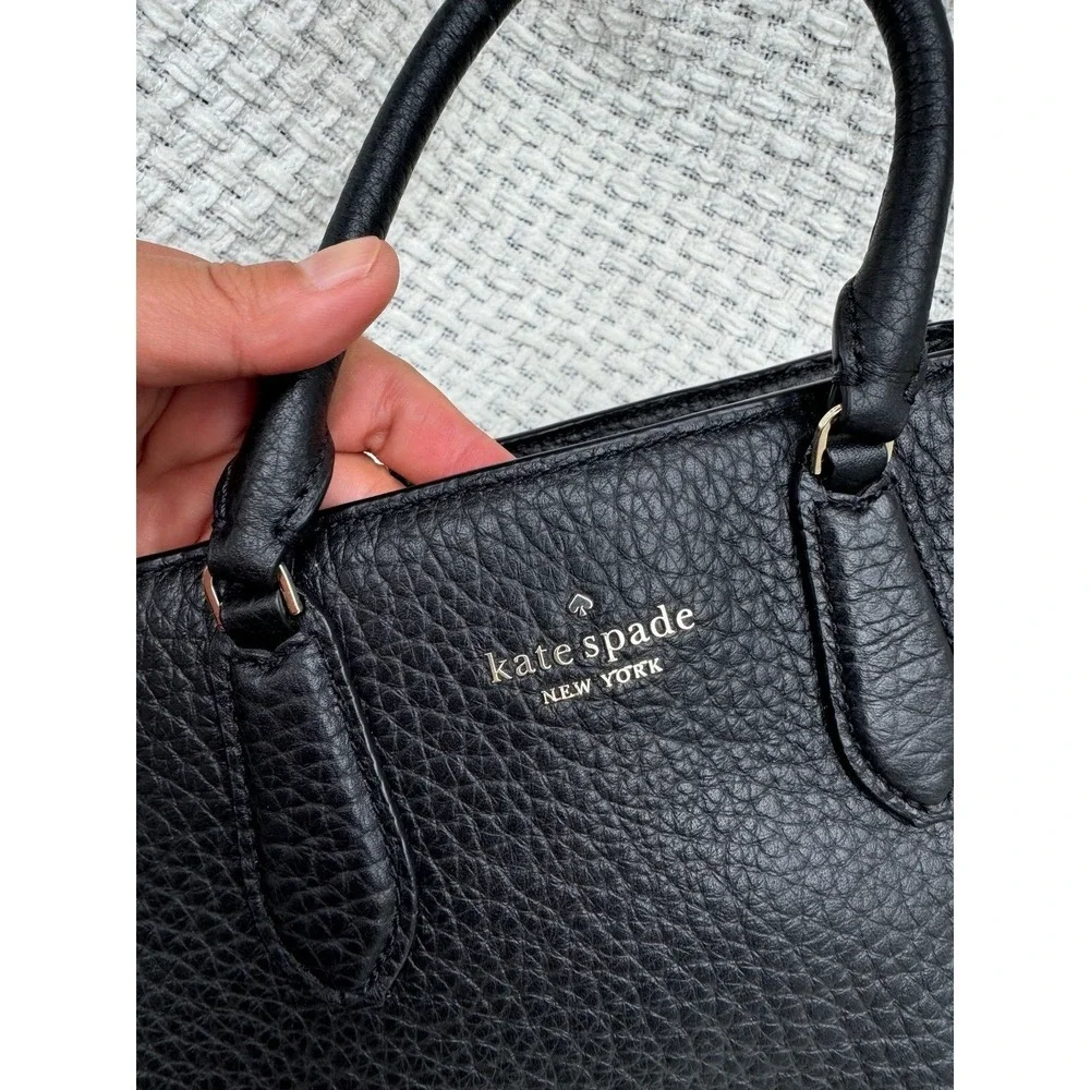 Kate Spade Leighton Small Satchel Chunky Pebble Leather Black Used